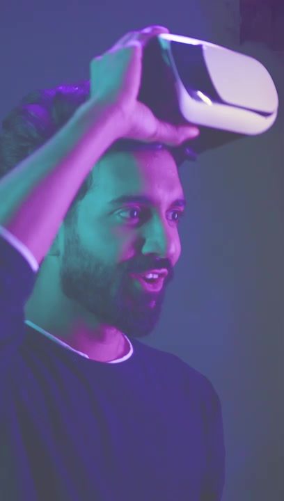 Person reacting to a space exploration VR experience